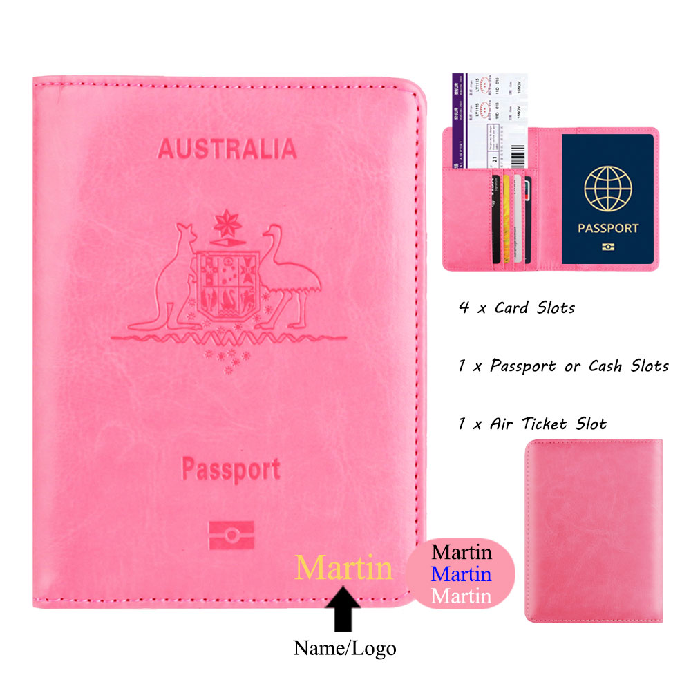 Passport Wallet Rfid - Customized Name Australia RFID Blocking PU