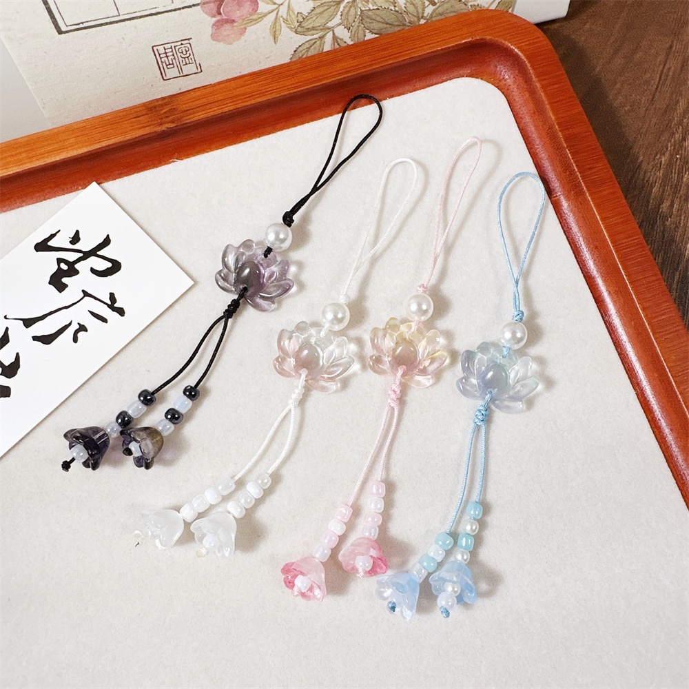 Men Accessories Ethnic - Chinese-style Handmade Beaded Lotus Pendant Key