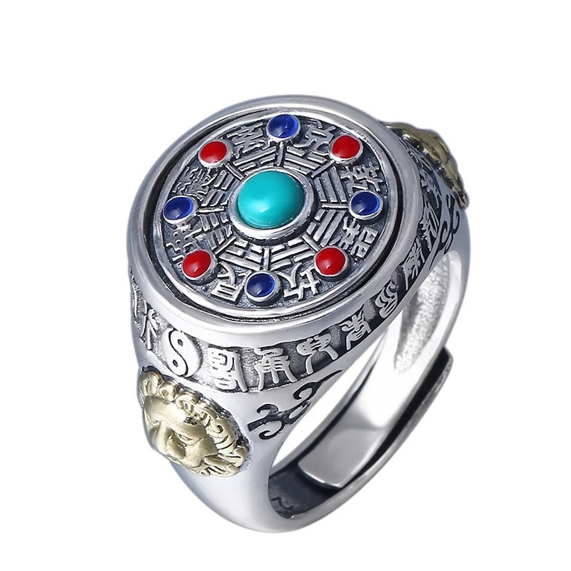 Men Accessories Ethnic - Ethnic Style Colored Enamel Ring Men