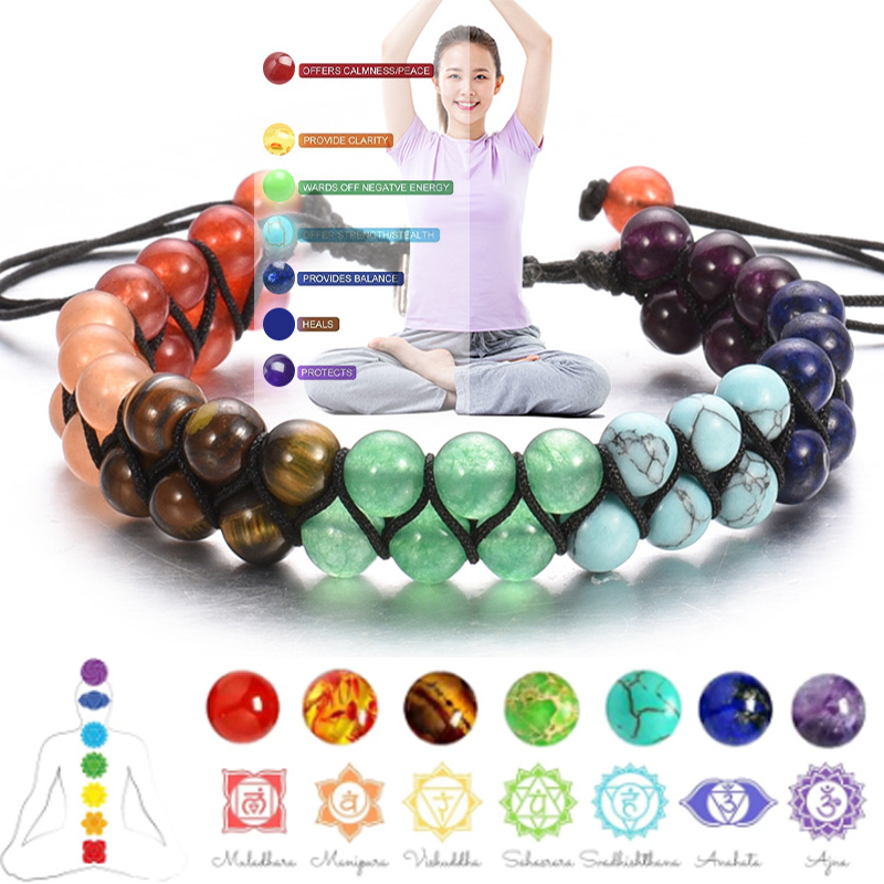 Double Layer 7 Chakra Bracelet - Men Accessories India ulasan dan harga
