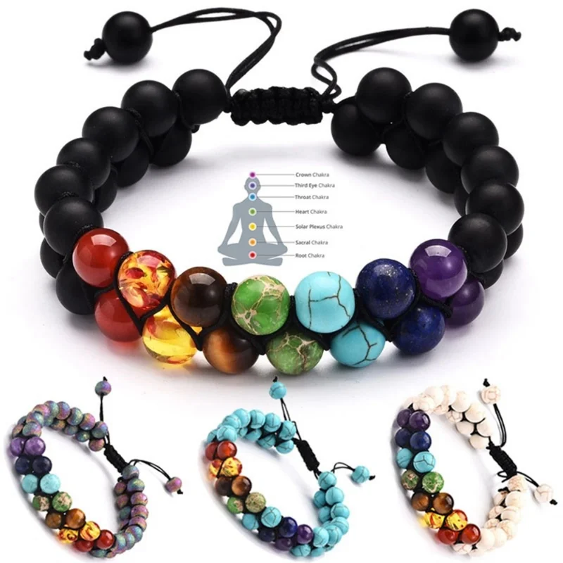 Double Layer 7 Chakra Bracelet - Men Accessories India ulasan dan harga