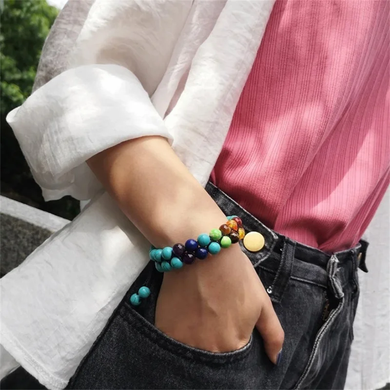 Double Layer 7 Chakra Bracelet - Men Accessories India ulasan dan harga