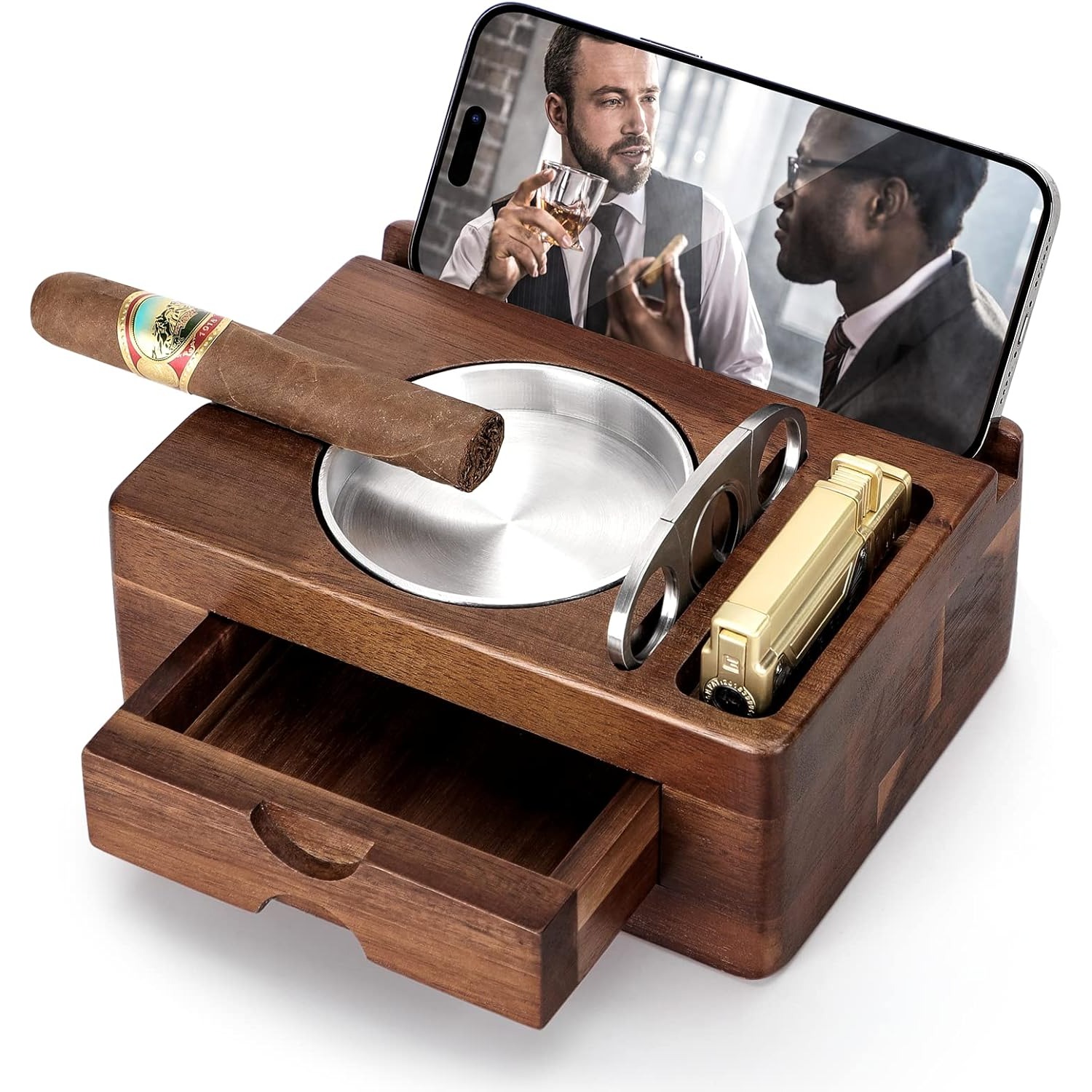 Wooden Ashtrays with Phone Tab - Men Accessories Drawer ulasan dan harga