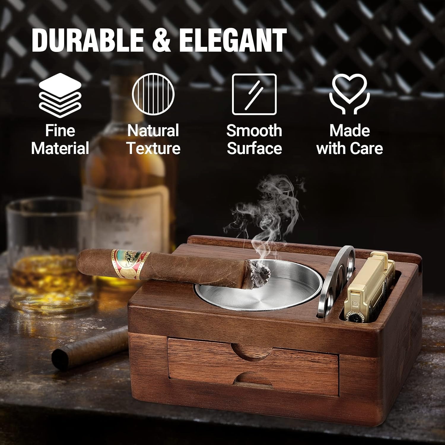 Wooden Ashtrays with Phone Tab - Men Accessories Drawer ulasan dan harga