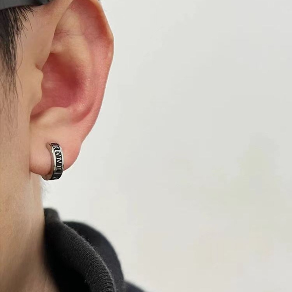1pair Retro Roman Numeral Ear  - Men Accessories Look ulasan dan harga