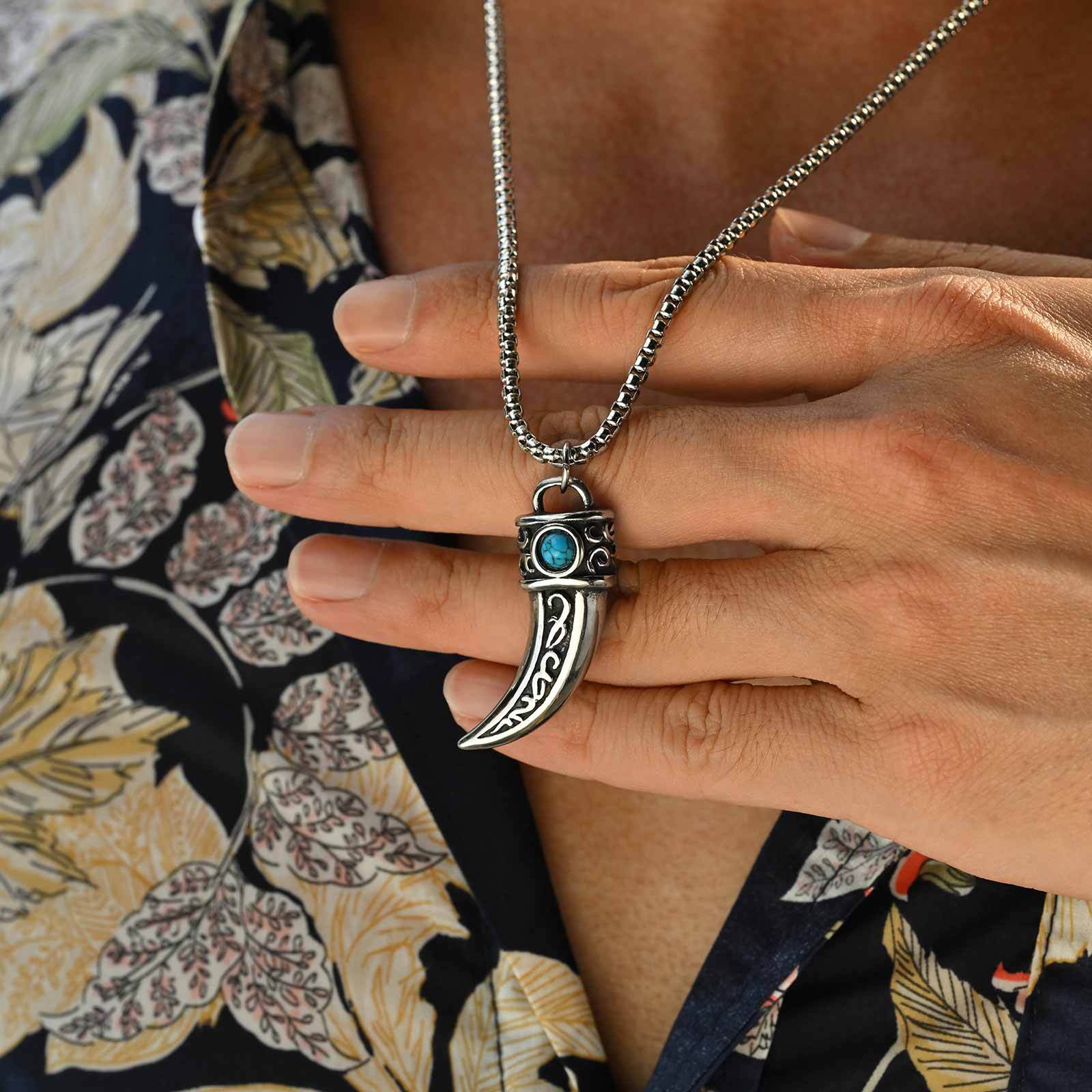 Vintage Horn Charms Necklace f - Men Accessories Ethnic ulasan dan harga