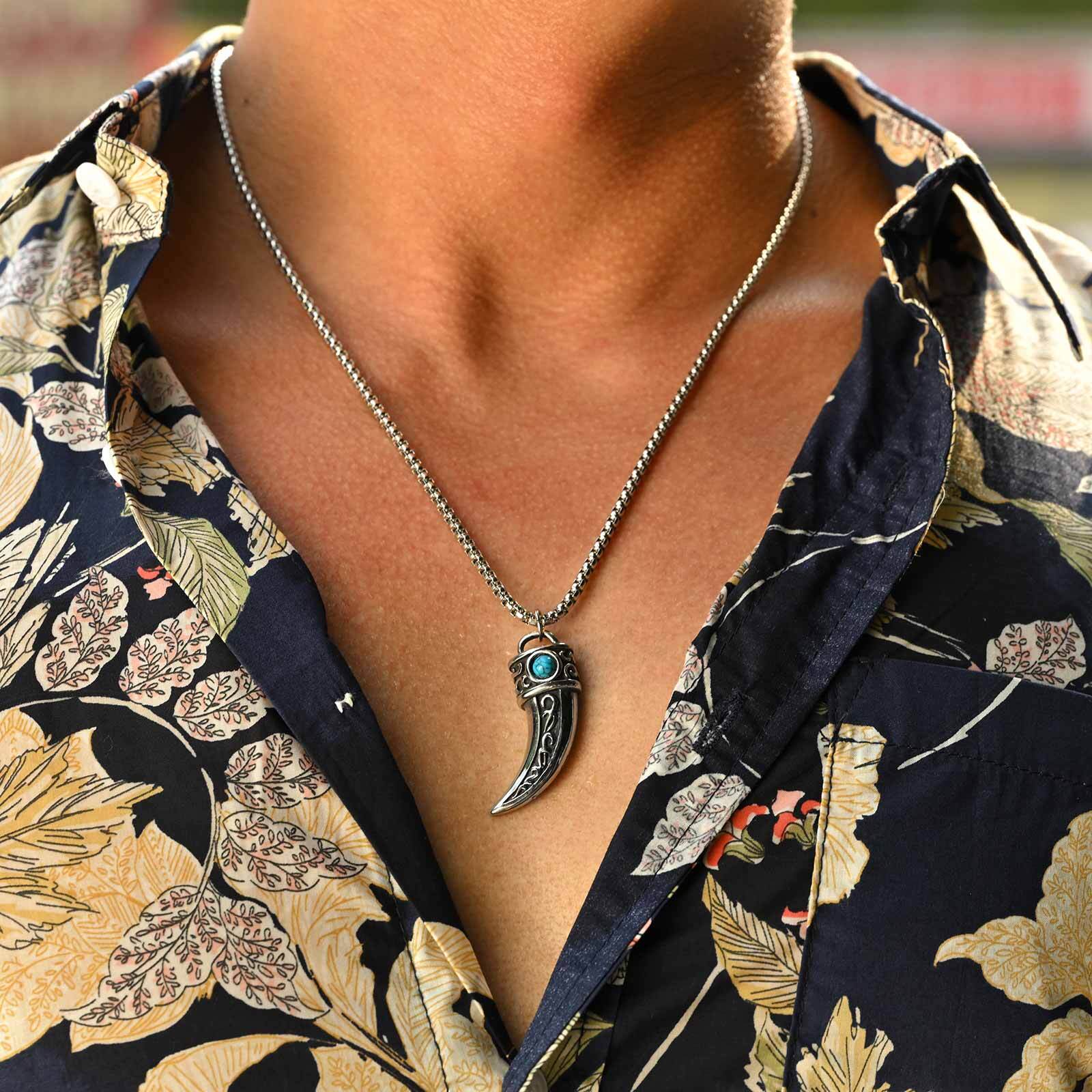 Vintage Horn Charms Necklace f - Men Accessories Ethnic ulasan dan harga