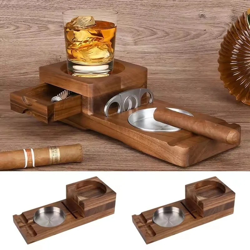 Wooden Cigar Ashtray with Draw - Men Accessories Drawer ulasan dan harga