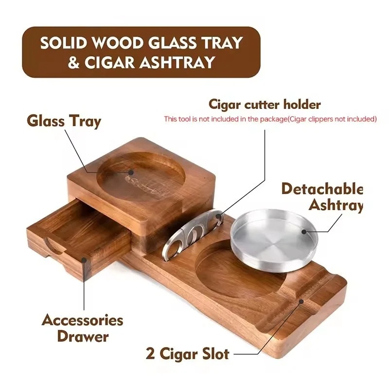 Wooden Cigar Ashtray with Draw - Men Accessories Drawer ulasan dan harga