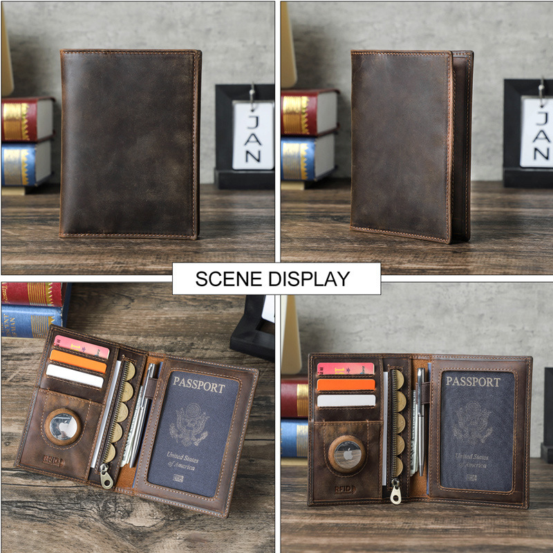 Custom Logo Genuine Leather Sl - Passport Wallet Rfid ulasan dan harga